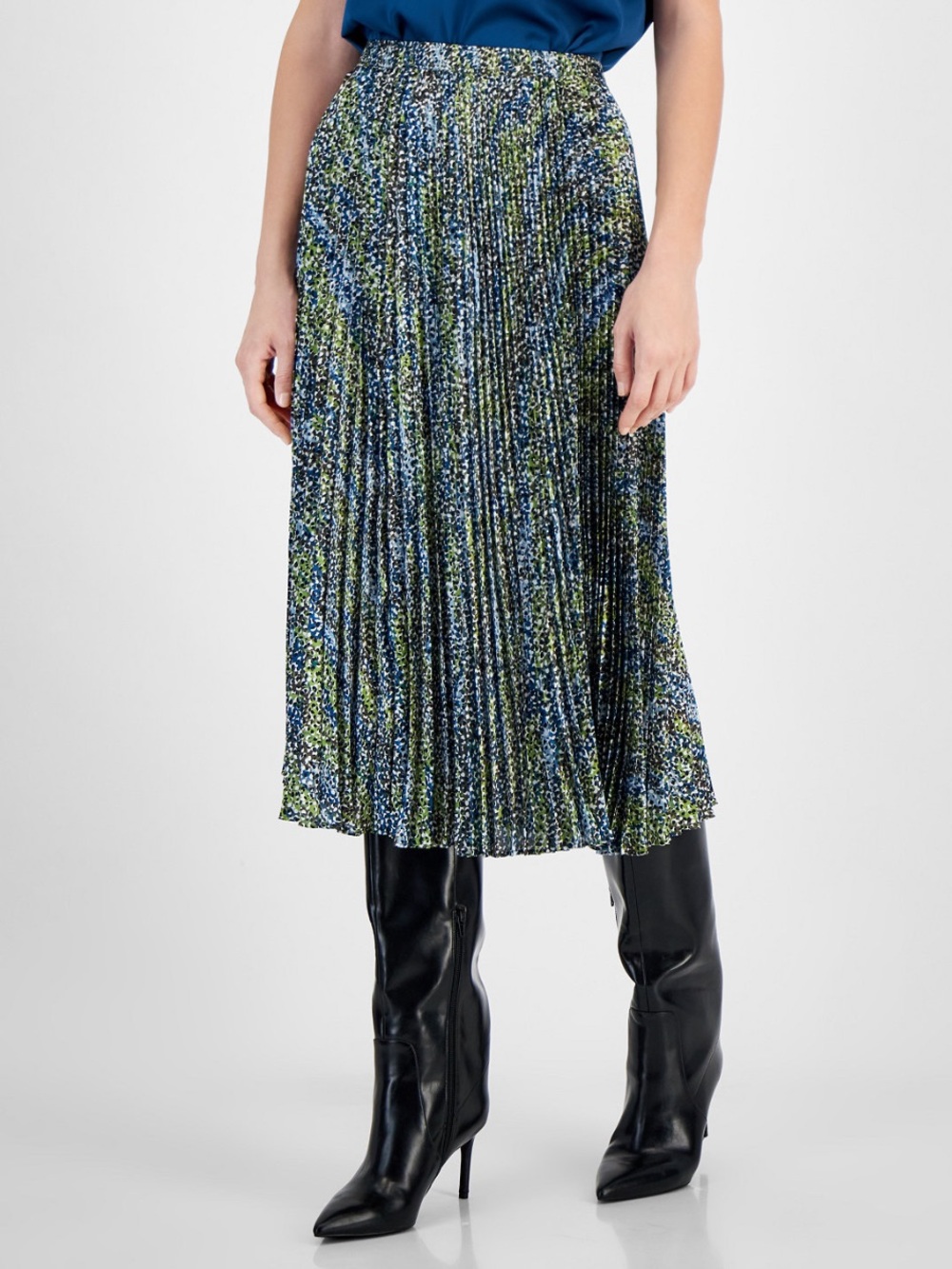 BOSS Floral-Print Satin Pleated Midi Skirt. Size XL. MSRP $480